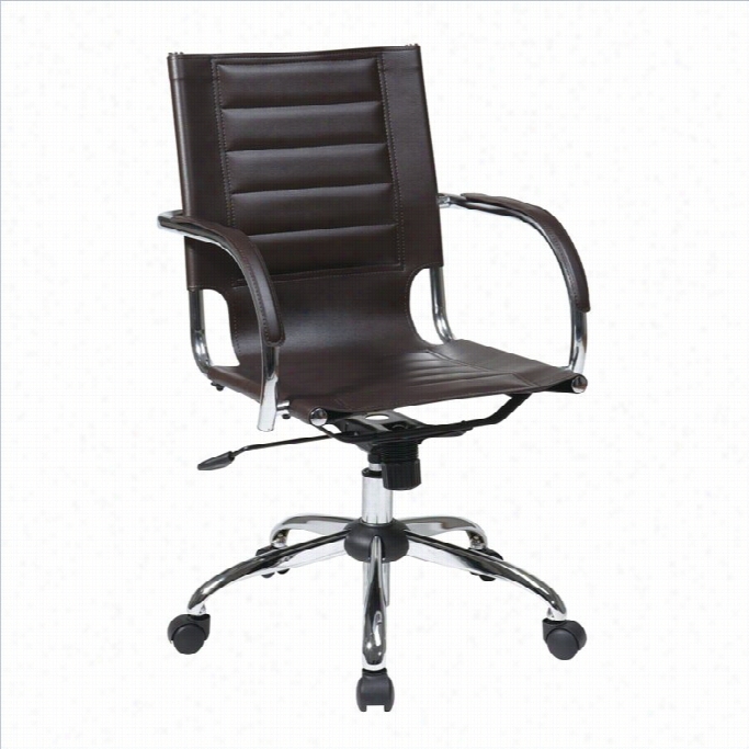 Avenue Sjx Ttrinidad Office Chair With Fixed Padded Arms And Chrome In Espresso