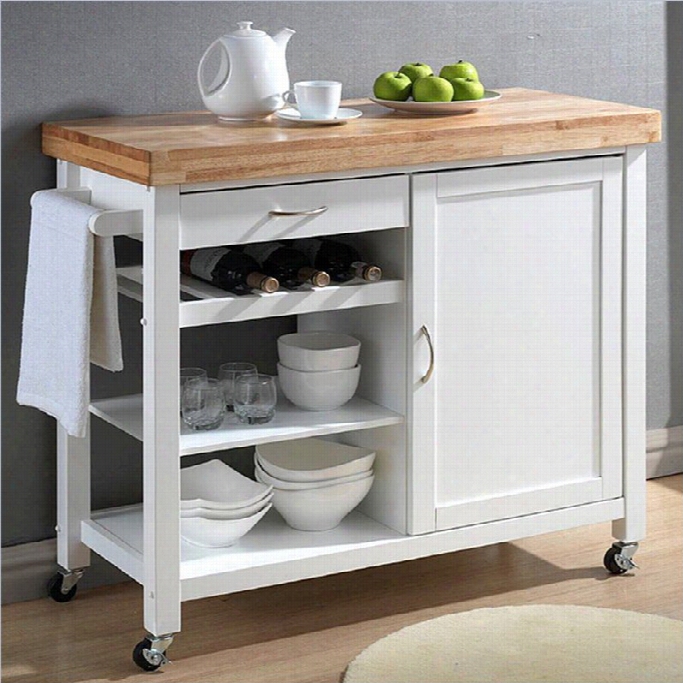 Baxton Studio Denver Kitchen Cart In White