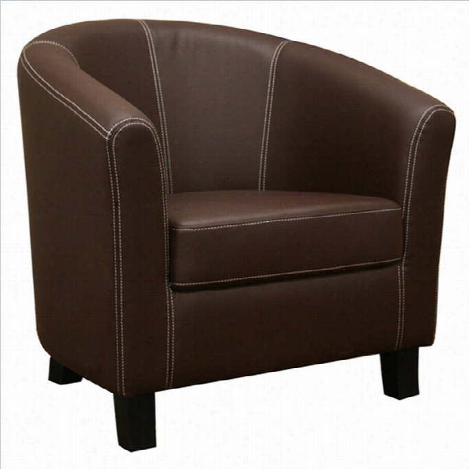 Baxton Studio Faux Leather Barrel Association Chair In Brown