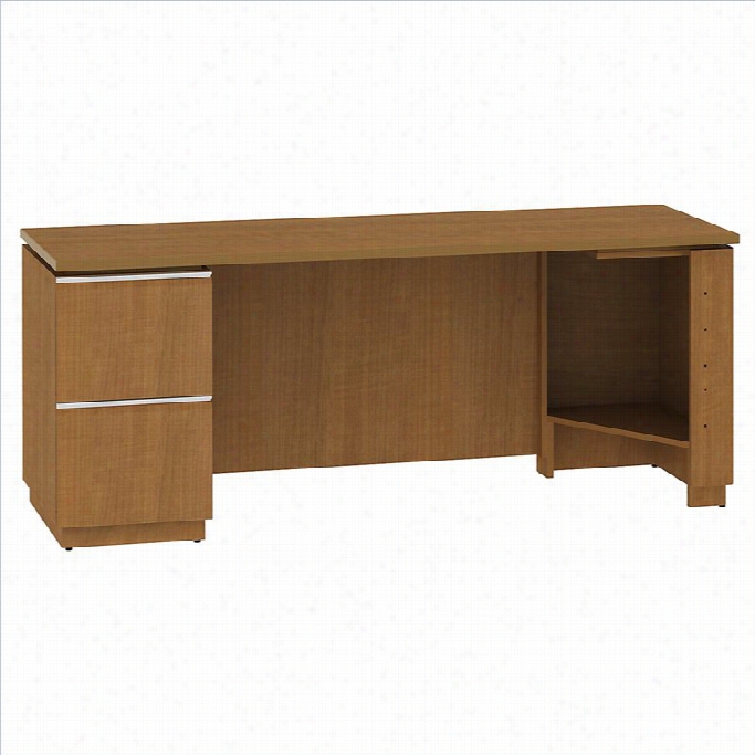 Bush Bbf Milano2 72w Lh Single Pedestal Credenza 2dwr In Golden Anigre