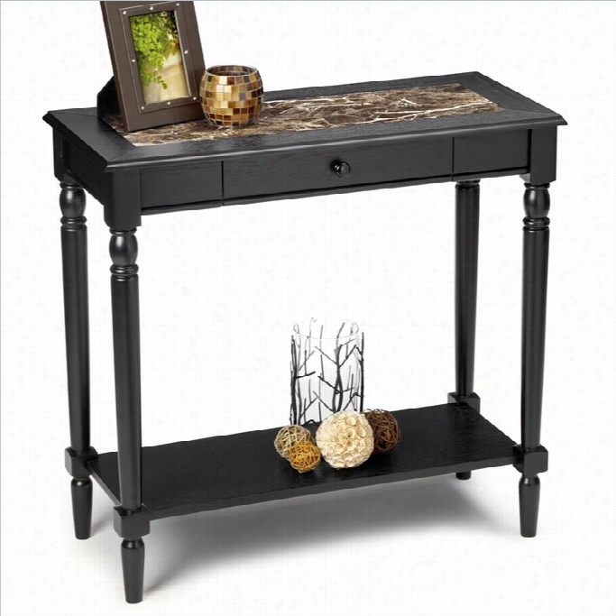 Convenience Concepts Faux Marble Rectangular Hall Table In Black