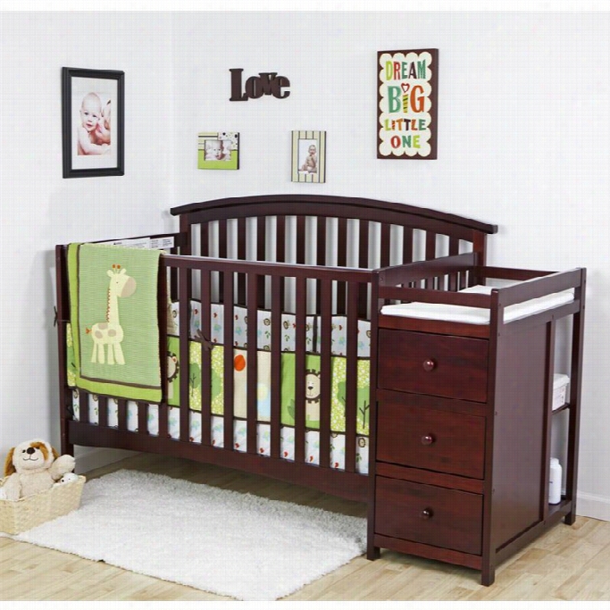 Dteam On Me Nikoo 5-ni-1 Convertible Crib With Changer In Cherry