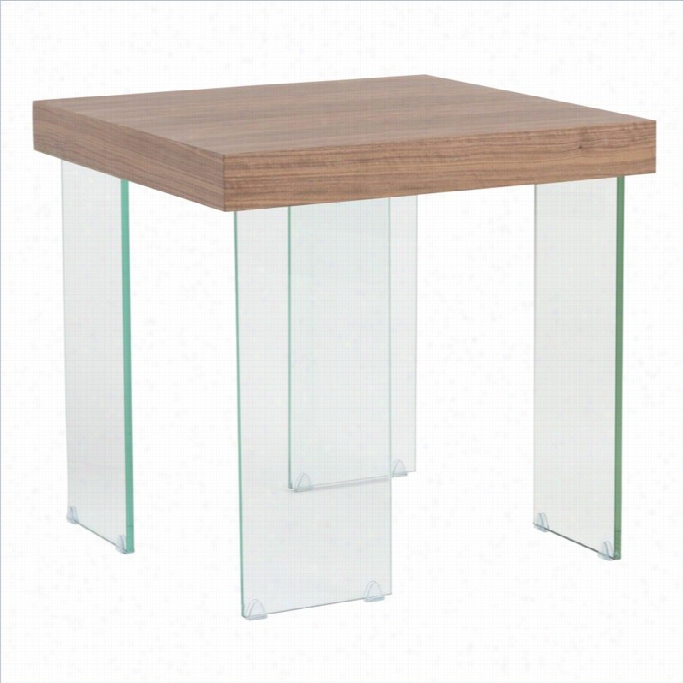 Eurostyle Cabrio Side Table In Clear And Walnut