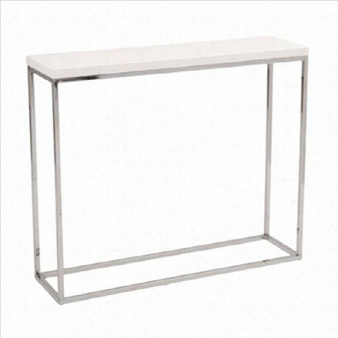 Eurostyle Teresa Consolle Table In White Lacquer / Polished Steel