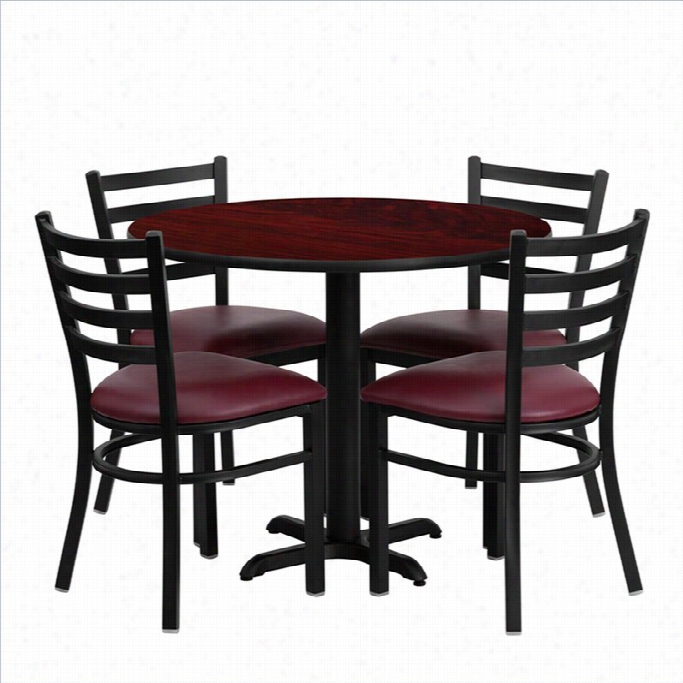 Flash Furniture 5 Piece Laminate Table Set Mahogany And Burgundy