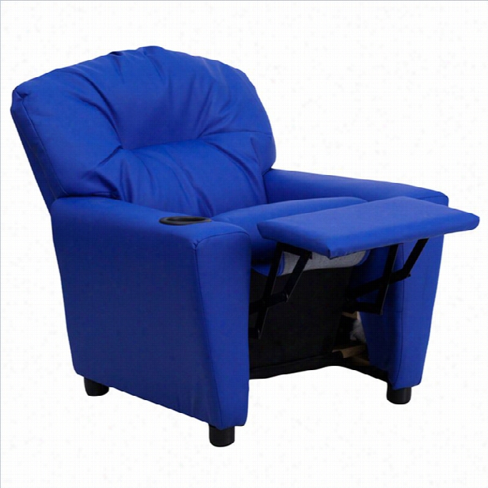 Flash Appendages Contemporary Kids Recli Ner In Blue With Cup Holder