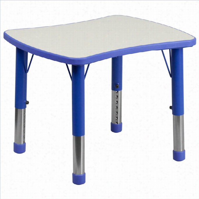 Flash Furniture Curved Rectangular Plastic Activity Table In Blue