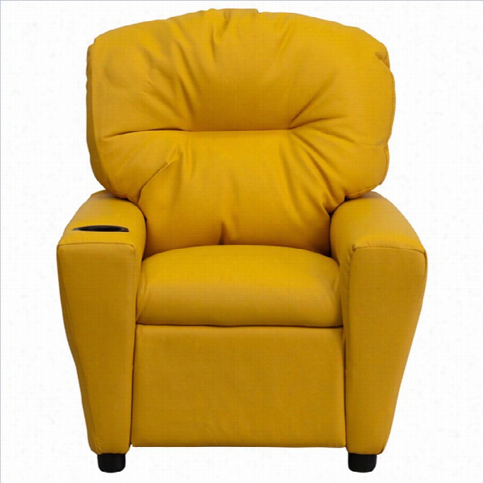 Flash Furniture Kids Recliner In Yelloow With Cup Holder