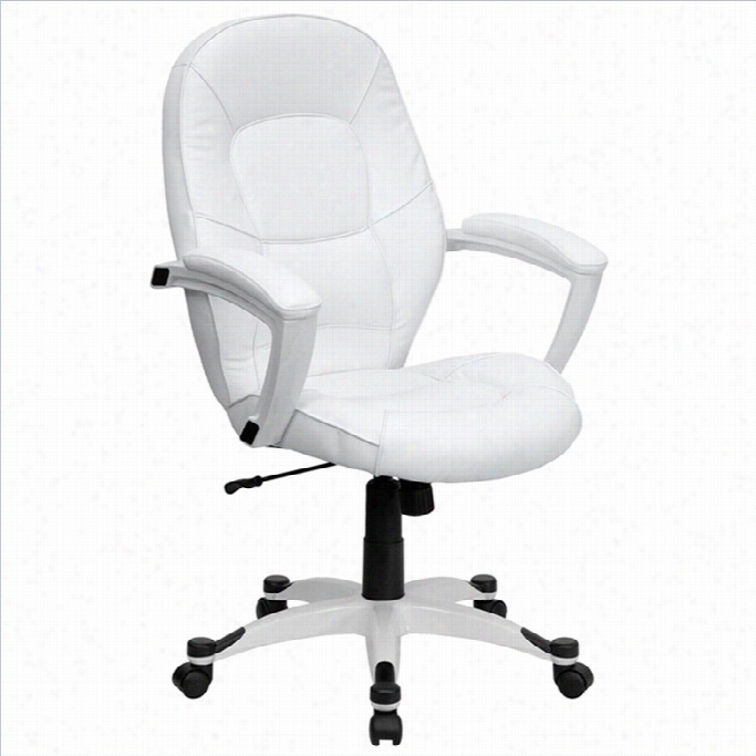 Flash Furniture Mid-back Leather Execuive Office Cair In White