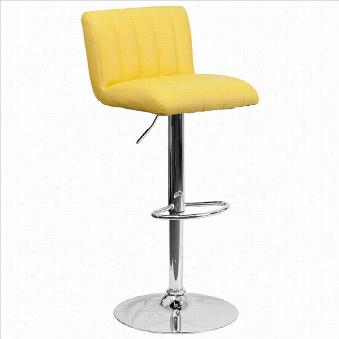 Flash Furniture Quilted 25 To 35 Adjusatble Bar Stool In Yelolw