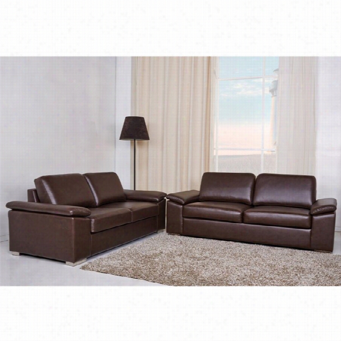 Gold Sparrow Hamp Fashion 2 Piece Leather Sofa Set In Coffee