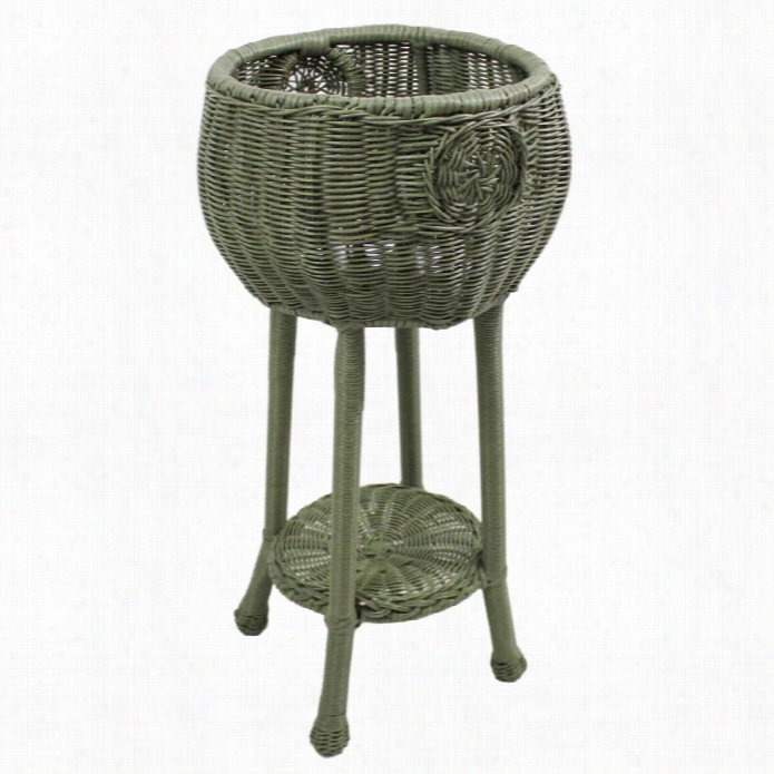 International Caravan Chelsea Round Patii Plant Stand In Antique Moss