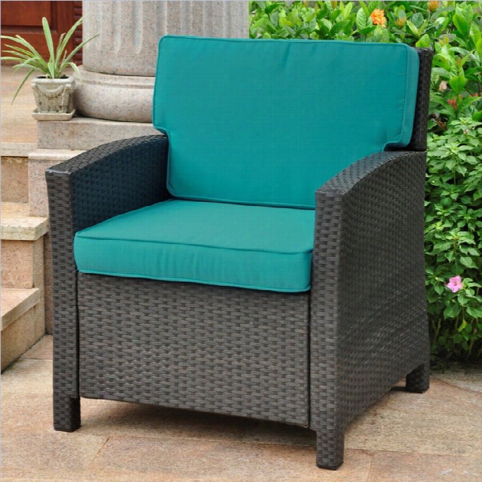 International Caravan Valencia Outd Ooor Patio Chair In Antique Black And Aqua Blue