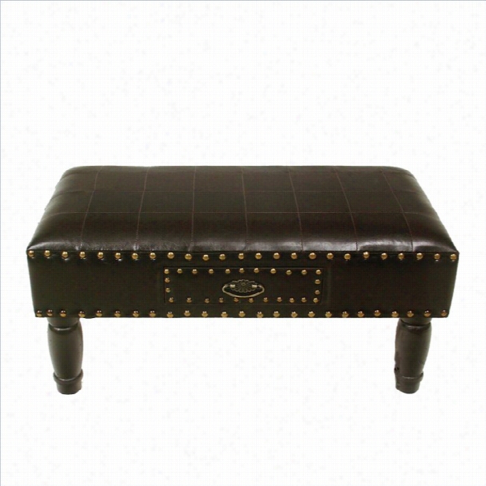 International Carvaan Wi Ndsor Faux Leather Storage Bench In Dark Chocolate