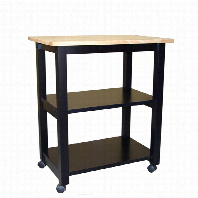 Internationnal Concepts Microwave Cart In Black/natural