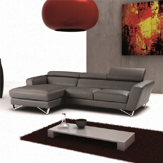 J&m Furniture Sparta Leather Left Mini Sectional In Grey