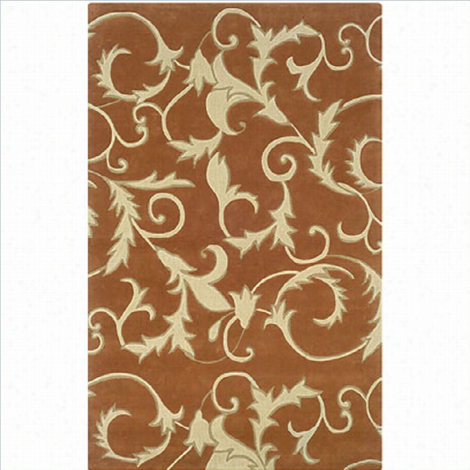 Linon Rugs Trio With A Twist Rectangular Area Rug In Pumpkkin And Ivory-1'10 X  2'10