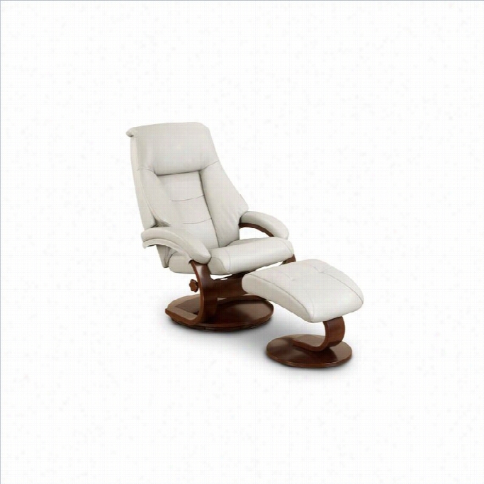 Mac Motion Oslo Leater Swivel Recliner With Ottmoan In  Putty And Alpine