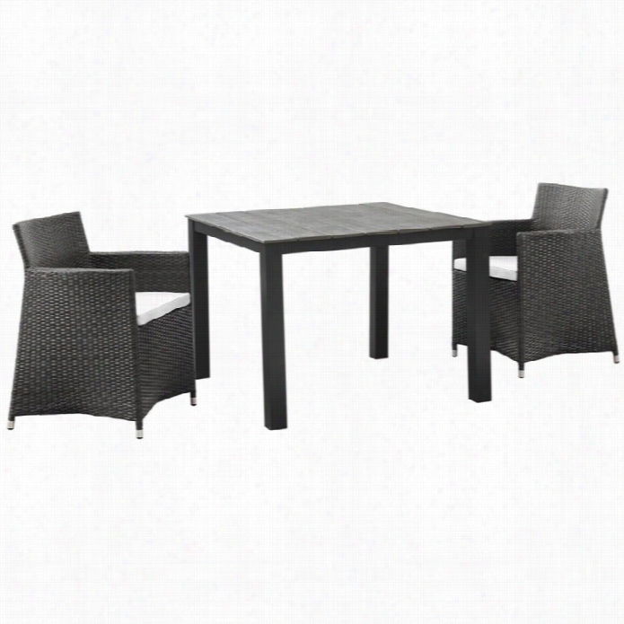 Moway Junction 3 Piece Exterior Wicker Dining Set In Brown And W Hite