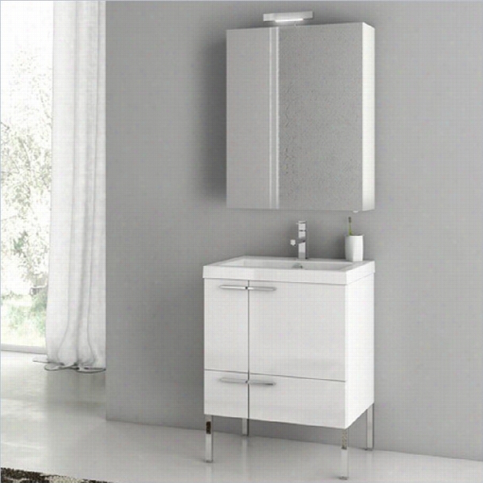 Na Meek's Acf 24 Ne Space 23 Standing Bathroom Vanity Set In Gloesy White