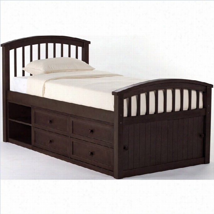 Ne Kidd Scho Ol House Captain Bed In Chocolat-twin