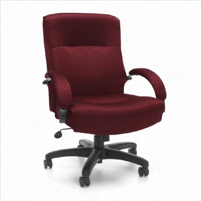 Ofm Big And Tall Executive Mid-back Office Chir In Burgundy
