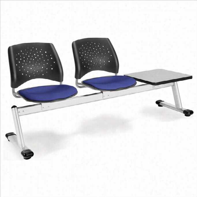 Ofm Star Beam Seating With 2 Seats And Table In Oyal Blue And Gray