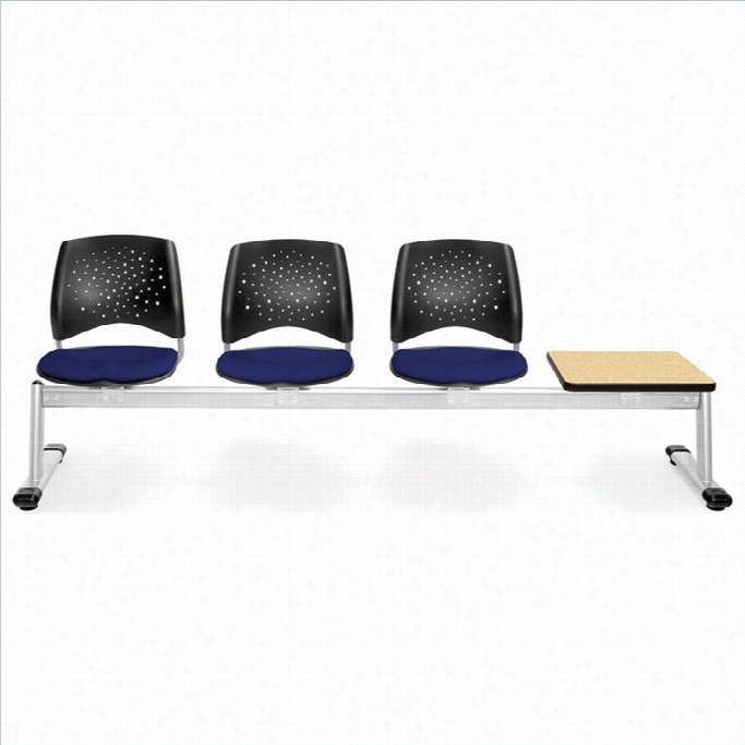 Ofm Star Beam Seating With 3 Seatx And Tabl In Navy And  Oak