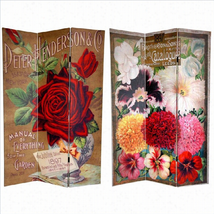 Oiretnal Fu Rniture 6' Tall Roses Room Divider In Multicolor