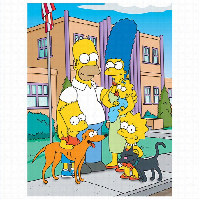Oriental Furniture The Simpsons Family School Wall Art In Multicolor