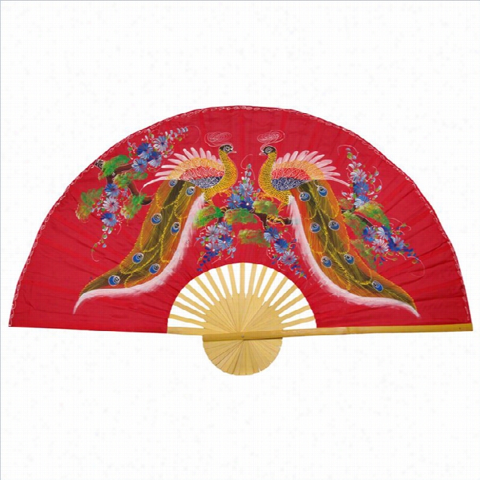 Oriental Fjrniture Wisdom Of The Peacocks Wall Fna Decor In Red-width 40