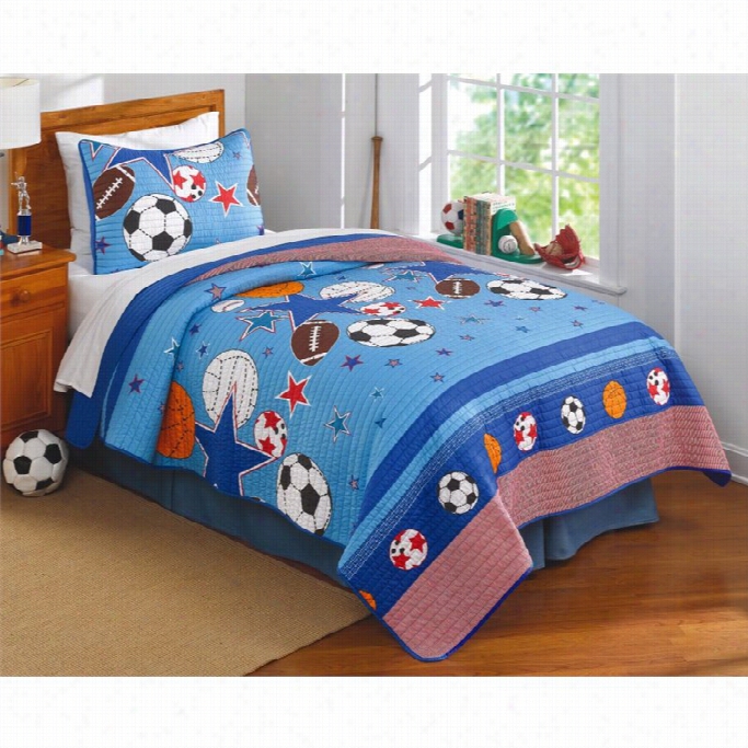 Pem America Slorts And Stars Quilt With Pillow Sham-twin