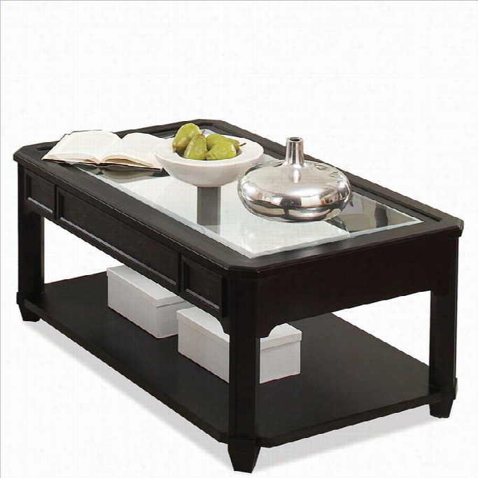 Riverside Ffurniture Farrington Glass Top Rectangular Cocktil Table In Black Forrest Birch