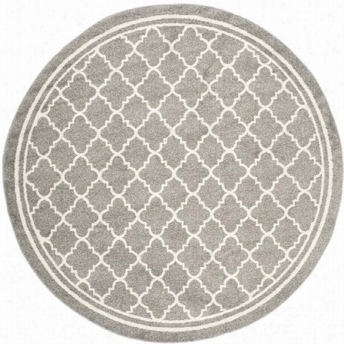 Safavieh Maherst Dark Grey Indoor Outdoor Rug - Round 5'