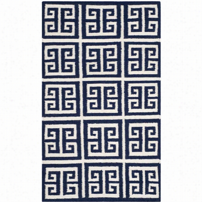 Safavieh Dhurries Navy Contemporary Rug - Runner 2'6 X 9'