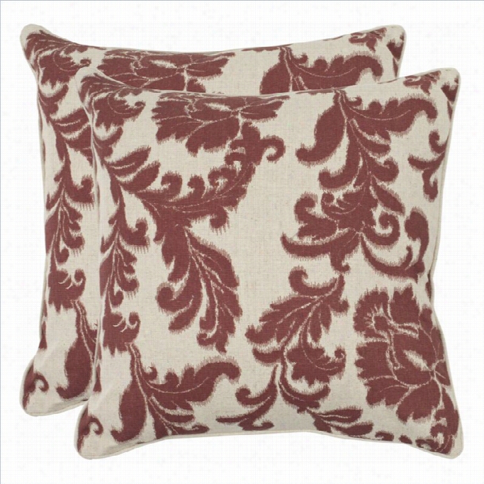 Safavieh Gilbert 22 Decorative Pillow In Bordeaux (set Of 2)