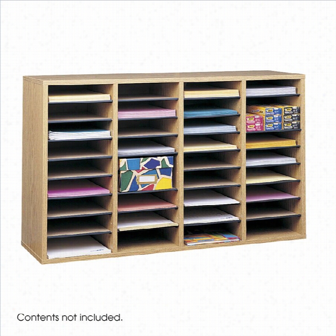 Safco Medium Oak 36 Compart Ment Wood Adjustable File Organizer