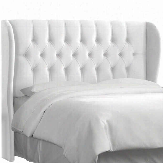 Skyline Tufted Wingback Headboard In Velvet Whit E-full