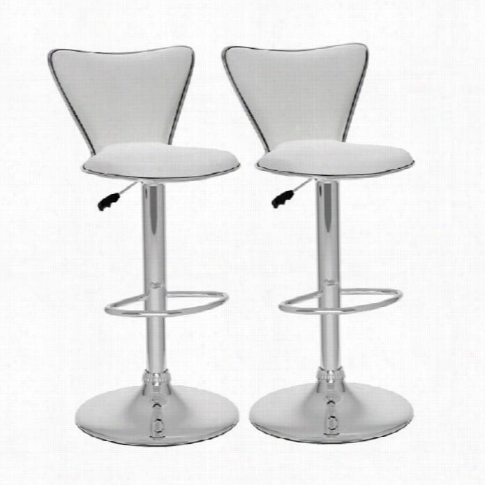 Sonax Corliving 32 Curvwd Back Bar Stool In White (set Of 2)