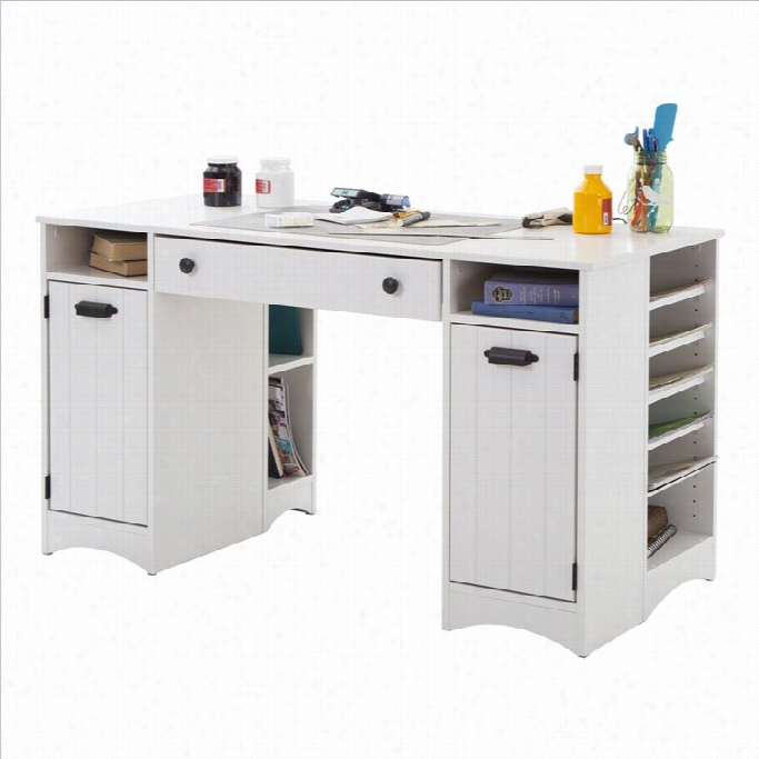 South Shore Artwork Craft Table With Storge In Pure White