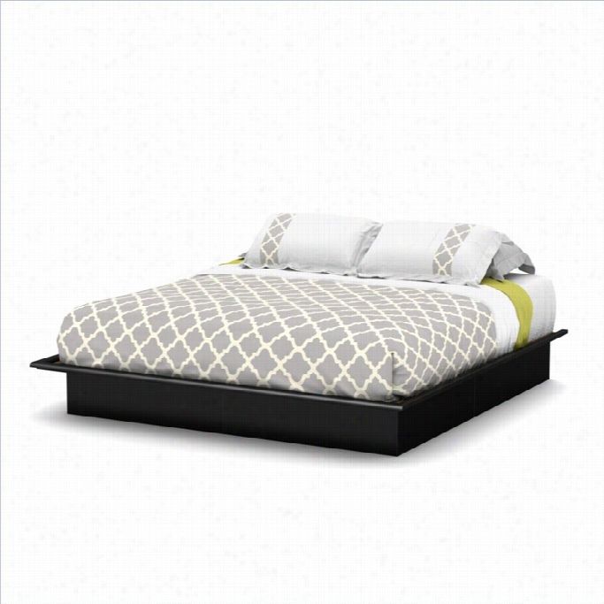 South Shore Libra King Platform Bed With Mouldings In Pure Black