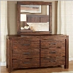 Modus Furniture Meadow Double Dresser and Mirror Set in Brick Brown