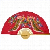 Oriental Furniture Wisdom Of The Peacocks Wall Fan Decor in Red-Width 40