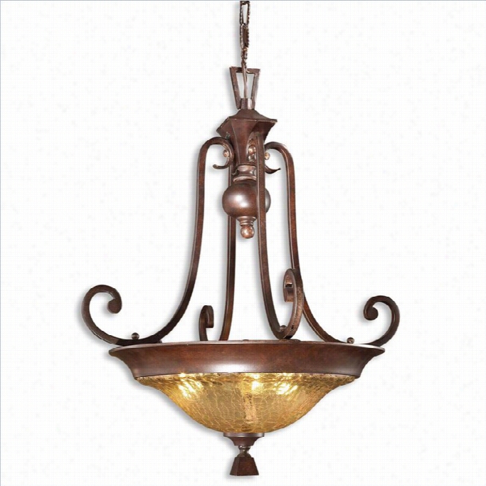 Uttermost Elba 3 Light Decrepitate Glass Pendant In Spice