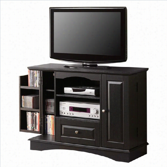 Walker Edison 42 Bedroom Tv Console In Black With Media Storage