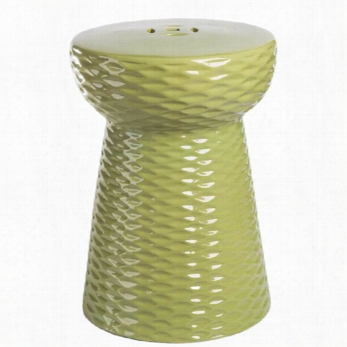 Abbyson Liviing Lavenda Ceramic Garden Stool In Lime Grene