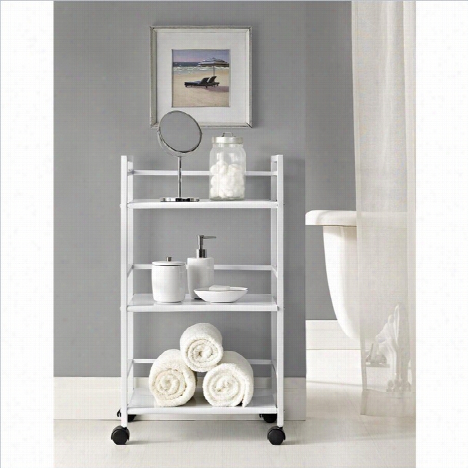 Altra Furniture Marshall 3 Shelf Metal Rolling Tuility  Car T In White