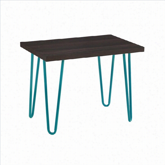 Altra Firniture Owen Retro Stool Espresso Finish With Teal Metal Legs