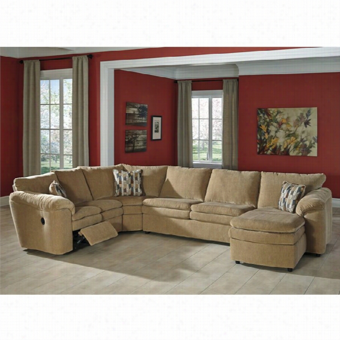 Ashley Coats 4 Piece Right Chaise Fabric Sectional In Dune