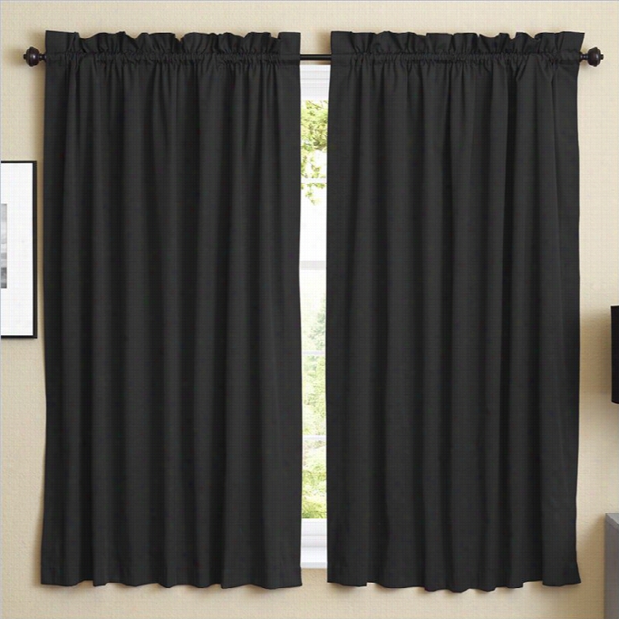 Blazzing Needlles Twill Curtain Panels In Black (set Of 2)